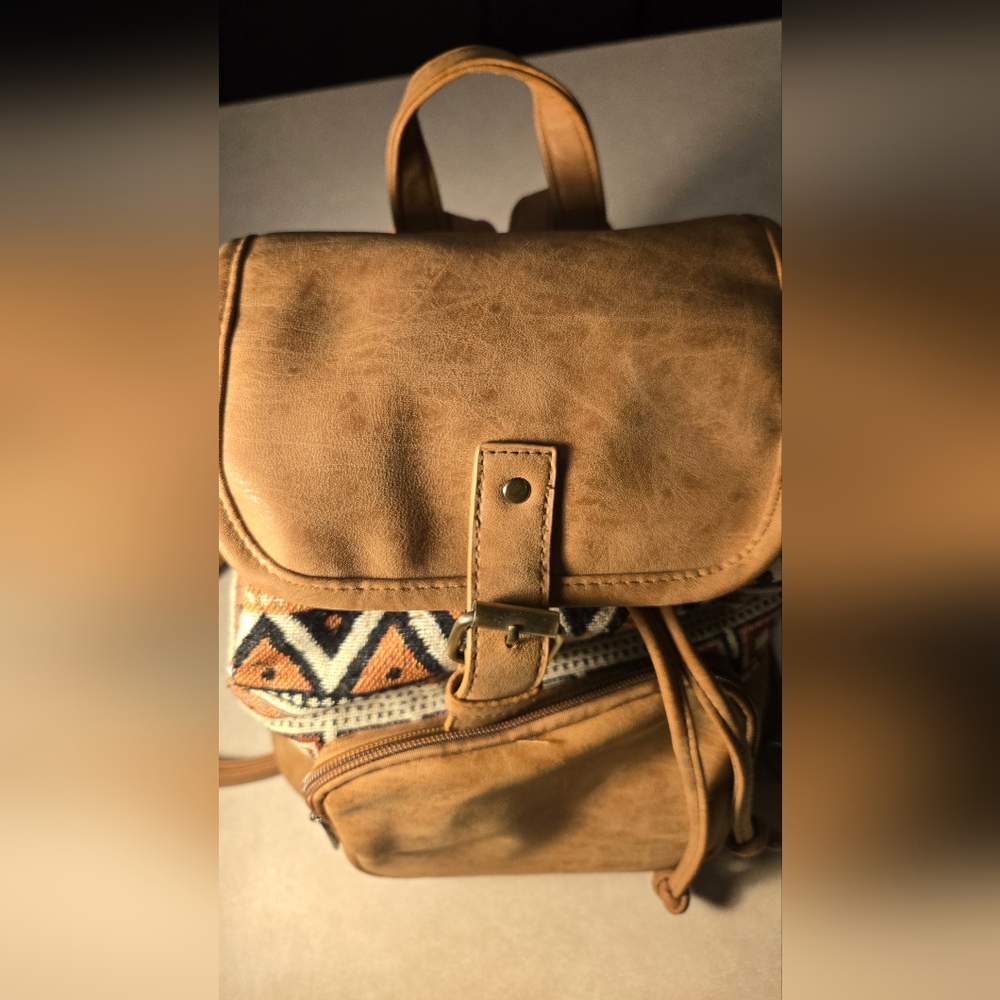 Brown Patterned Backpack - Picture 5 of 7